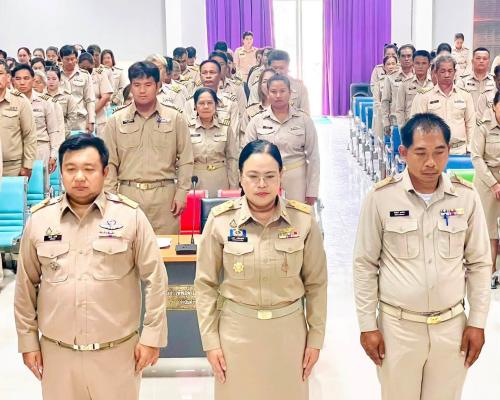 อำเภอหนองม่วง โดยสำนักงานพัฒนาชุมชนอำเภอหนองม่วง ร่วมประชุมกำนัน ผู้ใหญ่บ้าน ฯลฯ ประจำเดือนกรกฎคม 2569